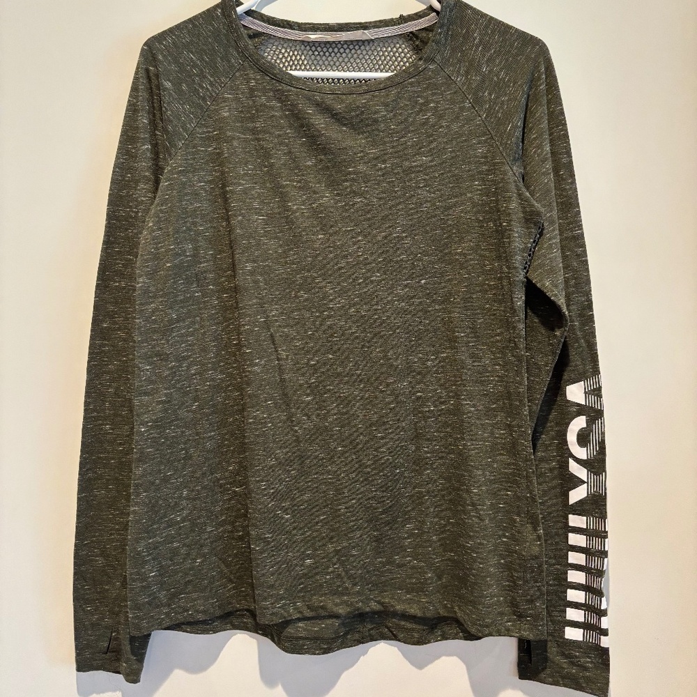 Victoria Sport Long Sleeve Green Performance Top - Logo Sleeve